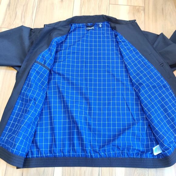 Chaps Ralph Lauren Mens XXL Harrington Jacket Black Bomber Blue Check Lining - Picture 2 of 15